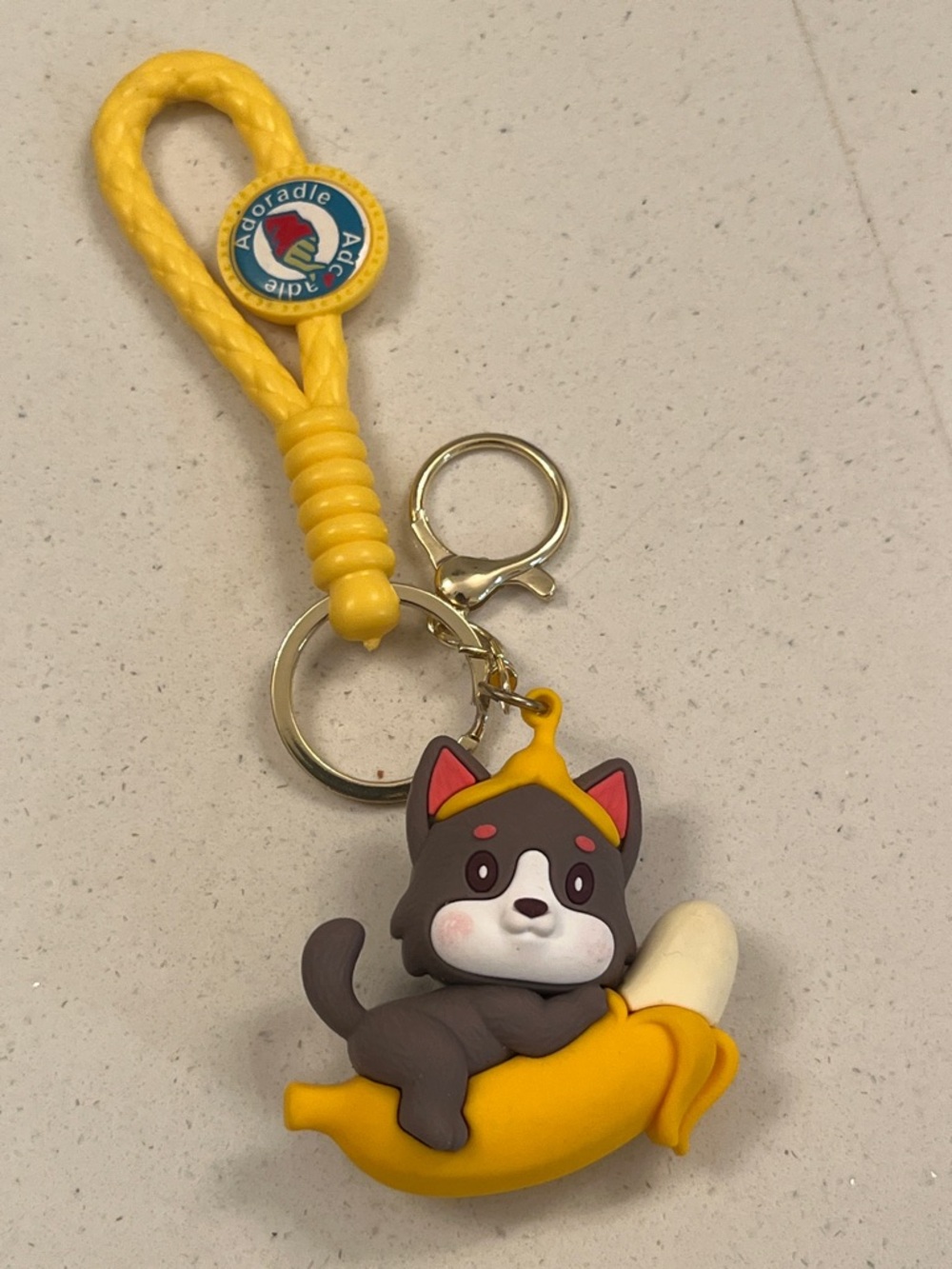 Yellow Banana Cat Keychain - Cute Cat on Banana Accessory New! GWP FROM Korea